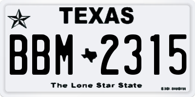 TX license plate BBM2315