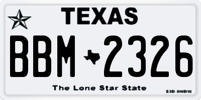 TX license plate BBM2326