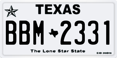 TX license plate BBM2331