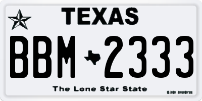 TX license plate BBM2333