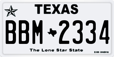 TX license plate BBM2334
