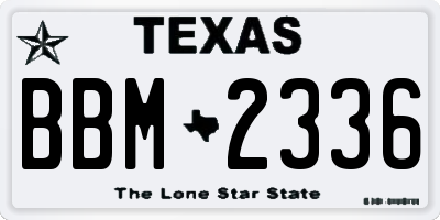 TX license plate BBM2336