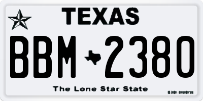 TX license plate BBM2380
