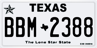 TX license plate BBM2388