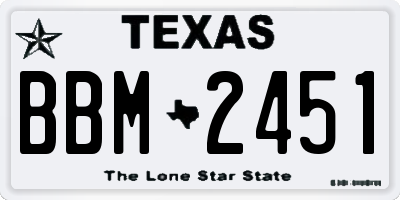 TX license plate BBM2451