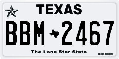 TX license plate BBM2467