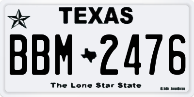 TX license plate BBM2476