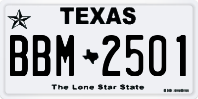 TX license plate BBM2501