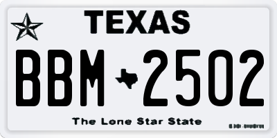 TX license plate BBM2502