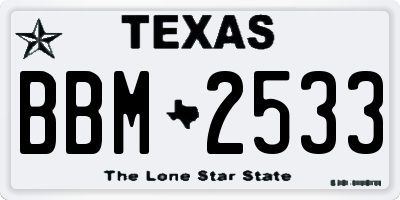 TX license plate BBM2533