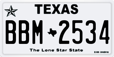 TX license plate BBM2534