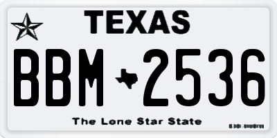 TX license plate BBM2536