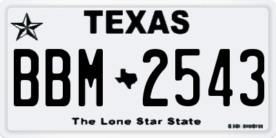 TX license plate BBM2543