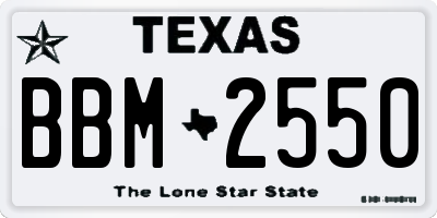 TX license plate BBM2550