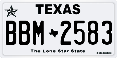 TX license plate BBM2583