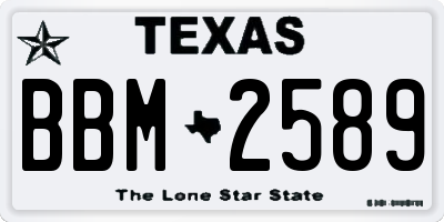 TX license plate BBM2589
