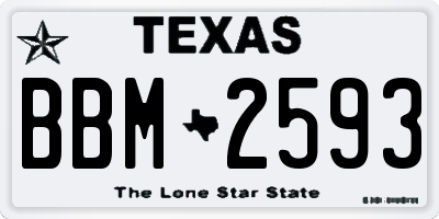 TX license plate BBM2593