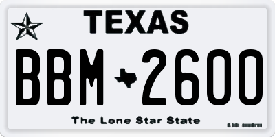 TX license plate BBM2600