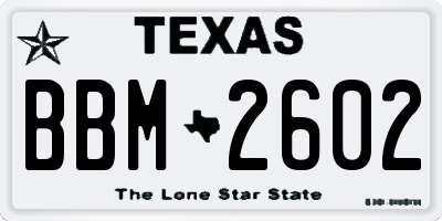TX license plate BBM2602