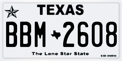 TX license plate BBM2608