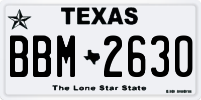 TX license plate BBM2630