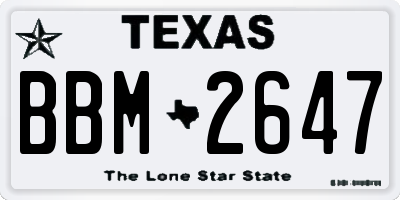 TX license plate BBM2647