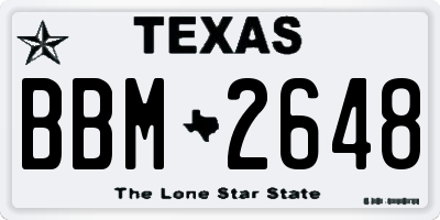 TX license plate BBM2648