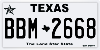 TX license plate BBM2668
