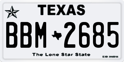 TX license plate BBM2685