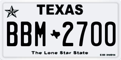 TX license plate BBM2700