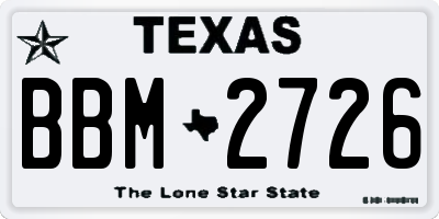 TX license plate BBM2726