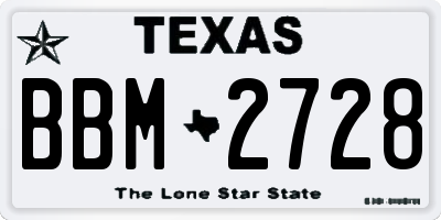 TX license plate BBM2728