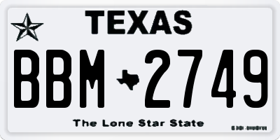 TX license plate BBM2749
