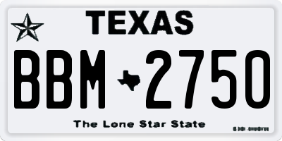 TX license plate BBM2750