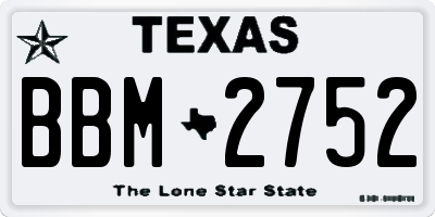 TX license plate BBM2752
