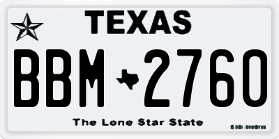 TX license plate BBM2760