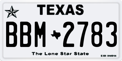 TX license plate BBM2783
