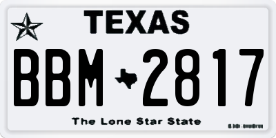TX license plate BBM2817