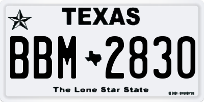 TX license plate BBM2830