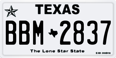 TX license plate BBM2837
