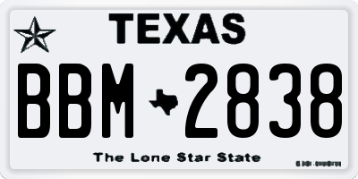 TX license plate BBM2838
