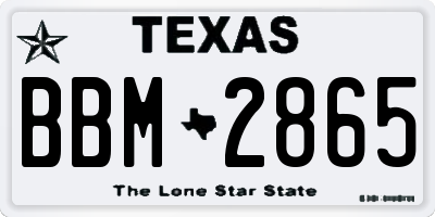 TX license plate BBM2865
