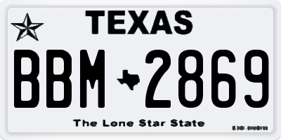 TX license plate BBM2869