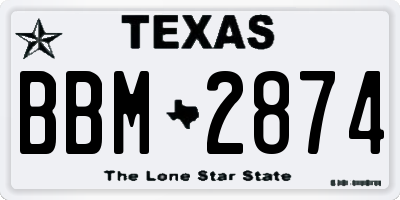 TX license plate BBM2874