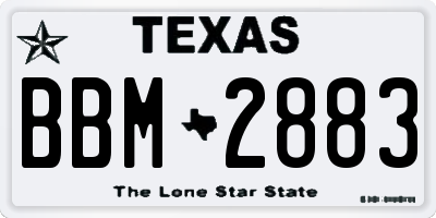 TX license plate BBM2883