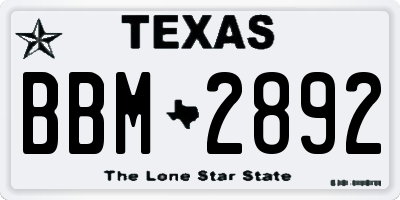 TX license plate BBM2892