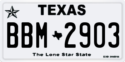 TX license plate BBM2903