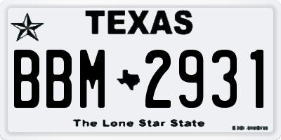 TX license plate BBM2931
