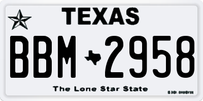 TX license plate BBM2958
