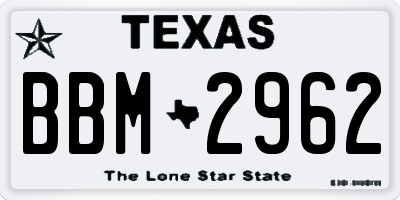 TX license plate BBM2962